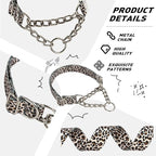 Martingale Collar with Chain,Adjustable Soft Durable Choke Collar for Medium Large XL No Pull Training Dog Collars-Leopard XL