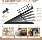 SLSY Dog Ramp for Bed, Couch & SUV, Upgraded Folding Adjustable Pet Ramp with Non-Slip Rubber Mat, 45.2" Long, 5 Heights 15.7''–23.6", Portable Wooden Step Supports up to 200 lbs for Dogs and Cats