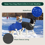 Kuoser Dog Coat, Super-Warm Dog Jacket Windproof Pet Cold Weather Coats for Extra Large Dogs, Fleece Lining Quilted Turtleneck Puppy Snowsuit Reflective Adjustable Doggie Winter Clothes, Blue, 3XL