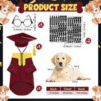 5 Pcs Dog Graduation Costume Set Include 2026 Pet Graduation Gown with Stole Puppy Grad Cap Lensless Glasses DIY Letter Stickers for Dogs Cats Holiday Costume Accessory(Maroon Yellow,L)