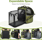 Lekebobor Large Cat Backpack Carrier Expandable Pet Carrier Backpack for Small Dogs Medium Cats Fit Up to 18 Lbs, Dog Backpack Carrier, Foldable Puppy Backpack Carrier for Travel, Hiking,Dark Green