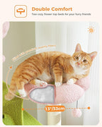 PEQULTI 71'' Cat Tree for Indoor Cats with Big Hammock, Tall Cat Tower for Large Cats with 2 Cat Condo, 2 Soft Top Perch, Scratching Posts and Pad, Pink