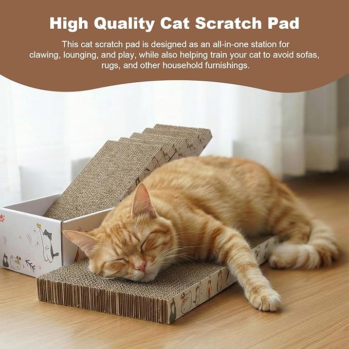 12 Pcs Small Cat Scratch Pads with Box 14 x 6.5 x 4.2 Inches Durable Cat Scratcher Cardboard Reversible Recyclable for Indoor Small Kitten to Play Rest Grind Claws Furniture Protector