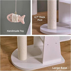 SHENGOCASE Modern Wooden Cat Tree Tower, 54.3 Inches Tall, 5-Level Perch Platform with Scratching Post, White