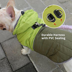 Detachable Hooded Dog Coat with Harness for Medium Dogs,Super Warm Fleece Puppy Jacket for Cold Winter Doggie Coats,Green L