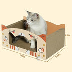 Large Heavy Duty Cardboard Cat Scratcher Box and Cat Bed with Refillable Scratch Pad - Perfect for Indoor Cats - Cozy and Durable