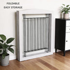 ZJSF Freestanding Dog Fence Indoor, Foldable Dog Gate for Doorways, Stairs or Hallways, Sturdy Wood Extra Wide Pet Gate with Support Feet for The House, Grey, 32 "Height-4 Panels