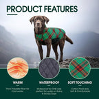 Kuoser Warm Dog Coat, Waterproof Dog Jacket for Extra Large Dogs, Adjustable Durable XL Doggie Winter Coat Reversible Cozy Puppy Cold Weather Apparel from Small to Large Breed, Christmas Green XL