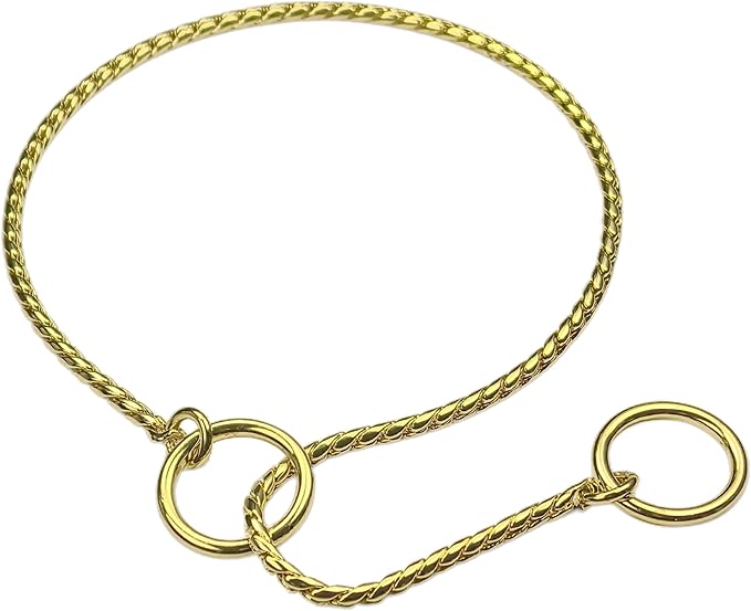 Choke Chain for Dogs, Metal Slip P-Link Training Heavy Duty Dog Choke Collar Puppy Collars for Small Medium Large Big XL Breed Dogs, Gold L