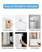 Retractable Baby Gate for Doorways and Stairs, Mesh Safety Gate for Pet, Indoor & Outdoor Use, One-Hand Operation, Easy Installation, 33.6" Tall, Expands to 55" Wide（White,33.6"x55"