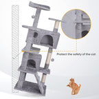 55 inches Heavy Duty Multi-Level Cat Tree Tower with Condo Furniture & Scratching Posts for Kittens Play Rest (Light Grey)