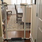 51.18 Inch Extra Tall Pet Gate, 29.5-43" Adjustable Wide Auto Close Dog Gates, Pressure Mounted Walk Through Tall Cat Gate for Doorways,Hallway,Stairs（White）