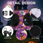 EXPAWLORER Halloween Puppy Harness - Dog Collar and Leash - Soft Mesh Padded Adjustable Step in Small Dog Vest Harness No Pull, Reflective Escape Proof for Outdoor Walking, Purple M