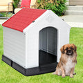 ZENY Plastic Dog House - Waterproof Dog Kennel with Air Vents and Elevated Floor All Weather Indoor Outdoor Insulated Doghouse Puppy Shelter, Easy to Assemble (Red, 28inch)