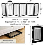 Dog Fence Indoor,Dog Gate Indoor for Doorway pet gate -6-Panel Freestanding, Hallways, House or Stairs -120x32-Inch Retractable Foldable Expandable Wood Pet by SFJC (Black) ﻿