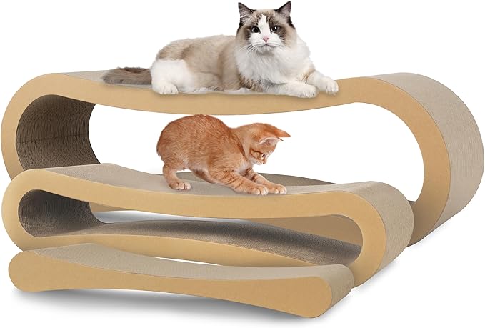 Simple Delxue 3 in 1 Cat Scratcher Cardboard, Cat Scratching Board Furniture Protector, Cats Scratching Post, Cat Beds for Indoor Cats, Infinity Shape, X-Large