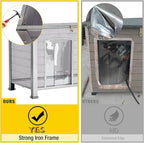 Aivituvin Heated Dog House Outdoor Dog Kennel with Insulated Liner All-Around Iron Frame Large Dog Cage for Small & Medium Dogs,33.5"
