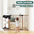 keny 29.7"-46" Baby Gate for Stairs, Auto Close Dog Gates for Doorways, Pressured Mounted No Drilling Pet Gate Extra Wide, Easy Walk Thru Stair Gate, 30" Tall, Brown