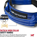 Tuff Pupper Tactical Dog Collar with Handle | Heavy Duty Adjustable Dog Collar | Military Nylon Collar for Large Dogs | Quick-Release Buckle | Soft Padded Comfort | Training Control (Blue, Large)
