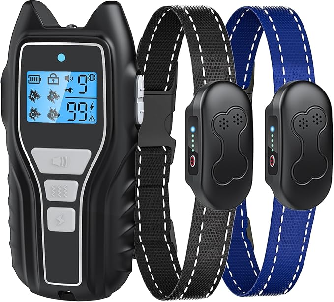Shock Collar for Dogs 2 Dogs (15-120lbs) 2000FT Dog Shock Collar with Remote Control IPX7 Waterproof Dog Training Collar with Remote 4 Safe Modes Rechargeable Lock Flash Light for All Breeds Black