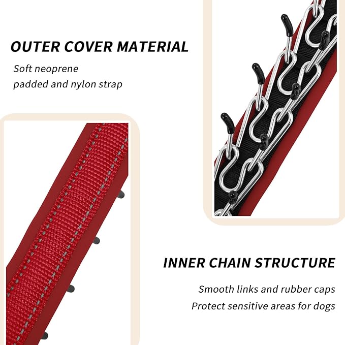 Martingale No Pull Dog Collar for Large Medium Small Dogs, Heavy Duty Nylon Reflective Adjustable Anti Pull Slip Collar with Buckle for Training Walking S Red