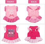 2 Pieces Dog Dresses for Dogs Cute Girl Female pet Dress Mommy Puppy Shirt Skirt Dresses Pet Summer Clothes Apparel for Cats(OMG and Angel,Small)