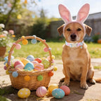 ARING PET Easter Dog Collar, Cute Colorful Plaid Stripe Girl Doggy Collars with Quick Release Buckle for Puppy Small Medium Large Dogs-L