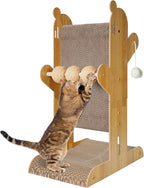 Cat Scratcher,T Shaped Vertical Cat Scratcher for Wall and Couch Protection, Cat Scratching Post with 5 Cat Ball Toys (Burlywood)