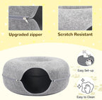 Cat Caves for Indoor Cats, Large Cat Tunnel for Multiple & Large Cats, Scratch Detachable Peekaboo Cat Cave Bed, Kitten Donut Kitty Hideaway Up to 45 Lbs