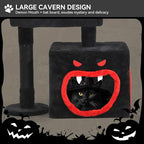 YITAHOME 38.5in Gothic Cat Tree: Indoor Kitten Tower with Coffin Bed Featuring Spacious Condo, Spider Hanging Ball, Scratching Post, Black Halloween