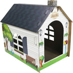 ASPCA Cardboard Cat House Hideaway Playhouse with Cat Scratcher Scratching Pad 19" L x 13" W x 17" H