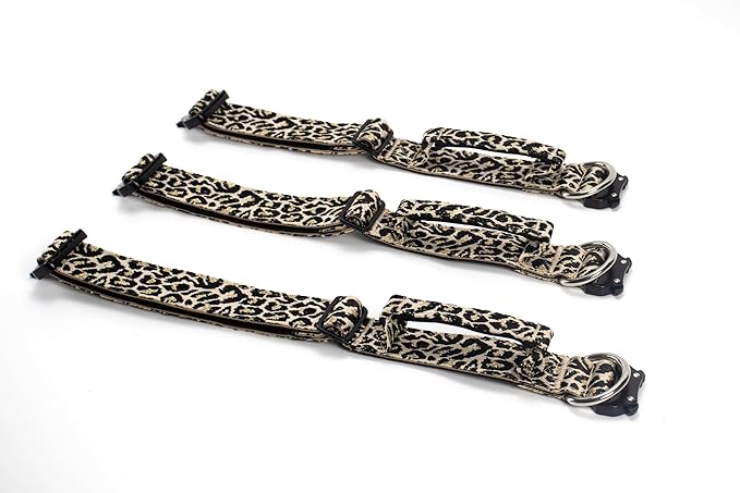 Heavy Duty Dog Collar with Unique Leopard Totem Design Adjustable Durable Nylon Collar, Metal Buckle for Large Dogs Bold Style for Training & Outdoor Adventures (Gold Leopard M)