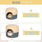 Cat Bed for Indoor Cats, 2-in-1 Convertible Cat Cave & Lounge Bed with Reversible Plush Cushion, Foldable Anti-Slip Cat House - Calming Cozy Hideaway for Kittens&Small Cats with Anxiety Relief, 15.7in
