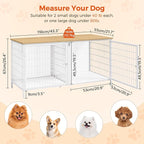 Dog Crate Furniture for 2 Dogs, 43.3" Dog Kennel with Removable Divider, Heavy Sturdy Dog Furniture Style Double Cage for Small Medium Dogs, Indoor Pet House End Table, Natural and White