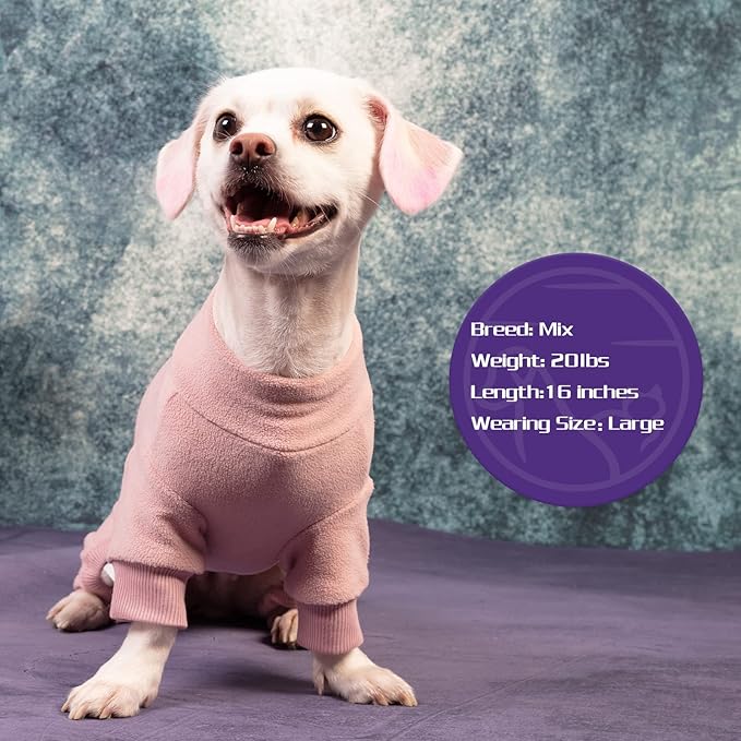 cyeollo Dog Pajamas Warm Fleece Coat Stretchy Jumpsuit Thermal Winter Dog Clothes Cozy Pet Onesie Cold Weather Coats for Small Dogs Apparel, Pink XL