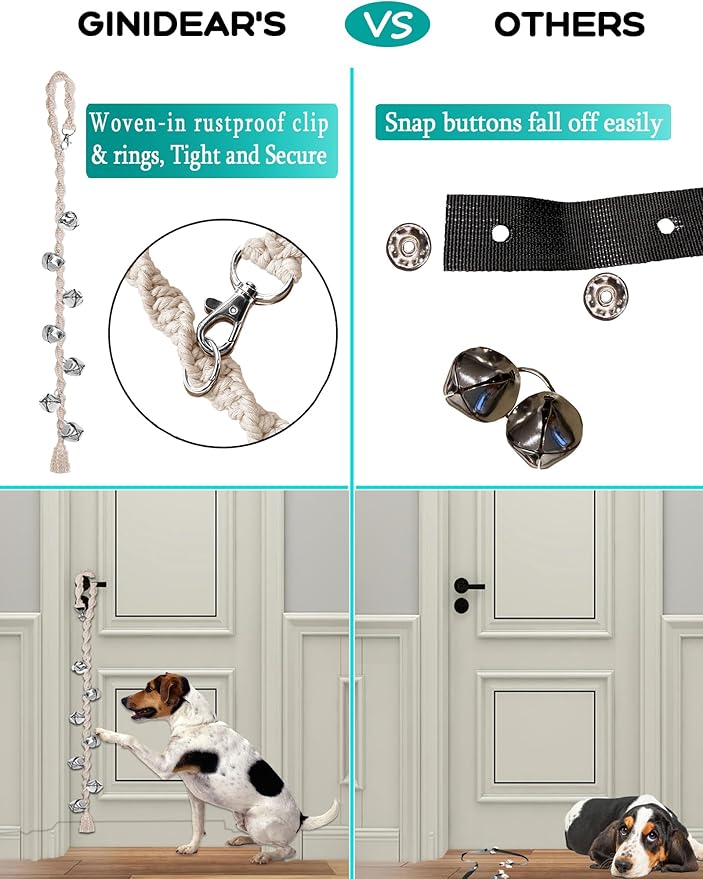 Dog Bells to Go Outside & Puppy Potty Training, Adjustable Dog Door Bell Ring to Go Potty, Handmade with Premium Yarn. Twisted Style, Purple