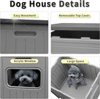 Rockever Dog House Outdoor Indoor for Small Medium Dogs, Plastic Elevated Outdoor Dog House Waterproof Dog Kennel with Window, Easy Clean and Assemble(M)