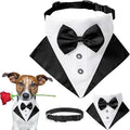 Tuxedo Costume Black Wedding Bandana Nylon Collar Suit With Bow Tie Adjustable Tux Formal Clothes for Small Medium Large Dogs Pet Halloween Birthday Christmas Dress Outfits