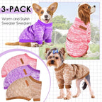 3 Pack Dog Sweaters for Small Dogs Girl Boy Winter Fleece Clothes Warm Soft Dog Sweatshirt Outfit for Dogs Cats Pet Apparel