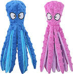 HGB Squeaky Dog Toys - Octopus No Stuffing Crinkle Plush Large Dog Toys to Keep Them Busy, Interactive Puppy Teething Chewing Pet Supplies for Chewer, Small, Medium, Large Breeds, 2 Pack