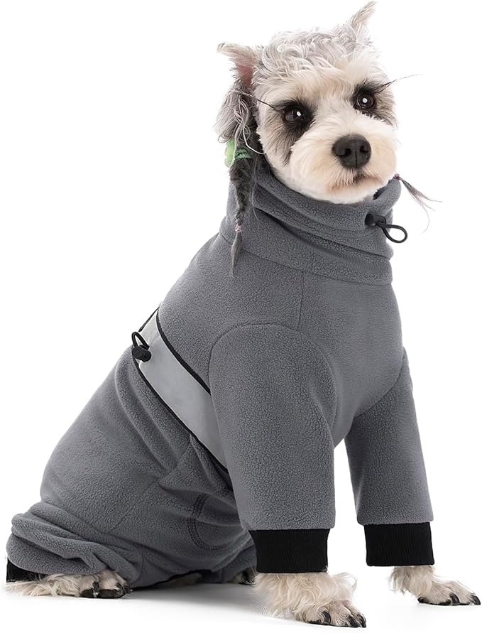 Polar Fleece Dog Coats for Small Medium Dogs, Winter Jacket Sweater Vest Bodysuit, Four-Legged Warm Clothes Pajamas