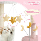 Magshion 33" Flower Cat Tree for Indoor Cats, Compact Cat Tower with Condo, Scratching Posts, Flower Perch & Dangling Toys for Kittens & Small Cats, Cute Cat Furniture Stand, Pink