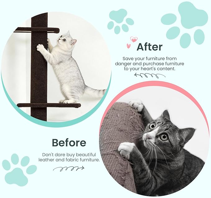 Max & Marlow Cat Tree Floor to Ceiling Cat Tower Height 95-108" Adjustable Kitten Tree Tall Climbing Tree with Carpet Scratching Post and Mat Cat Pole for Indoor Cats,Dark Brown