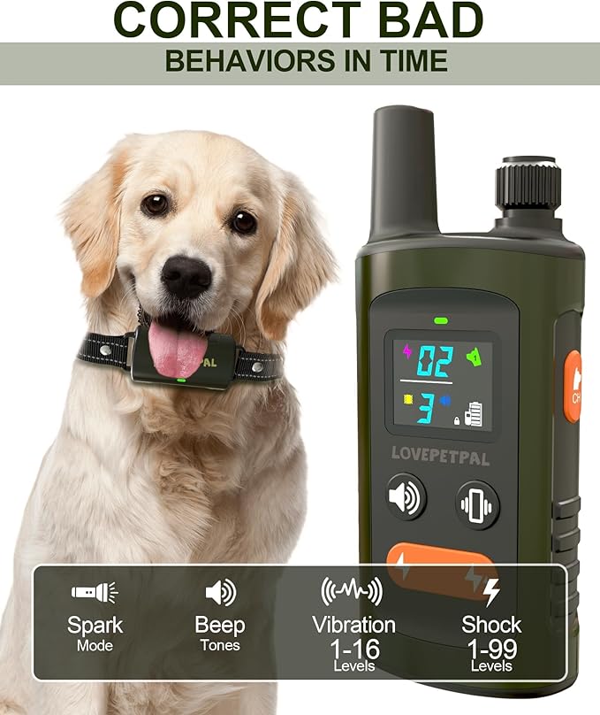 Dog Training Collar with Remote Control, 3500FT Dog Shock Collar for Small Medium Large Dogs, IPX7 Waterproof, 4 Training Modes