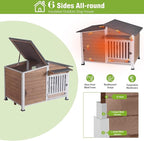 GUTINNEEN Large Outdoor Insulated Dog House Weatherproof Dog Kennel Dog Shelter with Chew-Proof Full Metal Frame, 360° Rotatable Spill-Proof Bowl, Openable Roof for Large Dog Breeds, 39.7" L