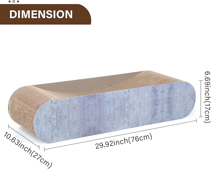 2 in 1 Cat Scratcher Cardboard Lounge Bed, Cat Scratching Post, Durable Board Pads Prevents Furniture Damage,Large (Reversible Grey)