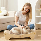 NOCOEX Sisal Cat Scratcher Bed: Cat Scratch Pad Hammock for Indoor Cats Lounger & Scratch & Sleep - Large Sturdy Natural Solid Wood Frame Cats Scratching Board Post for Modern Furniture Protector