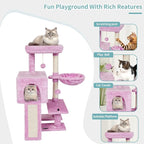MIAO PAW Cute Cat Tree Cat Tower for Indoor Condo with Sisal Scratching Posts Jump Platform Furniture Activity Center Play House Bed Fashion Design Houses Pink