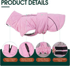 Kuoser Dog Coat, Super-Warm Dog Jacket Windproof Pet Cold Weather Coats for Extra Large Dogs, Fleece Lining Quilted Turtleneck Puppy Snowsuit Reflective Adjustable Doggie Winter Clothes, Pink, 3XL