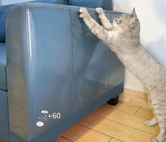 10 PCS Cat Scratch Furniture Protector - Specially Designed for Leather Furniture, Cat Couch Protector Scratching Deterrent, Strong Adhesion, No Residue